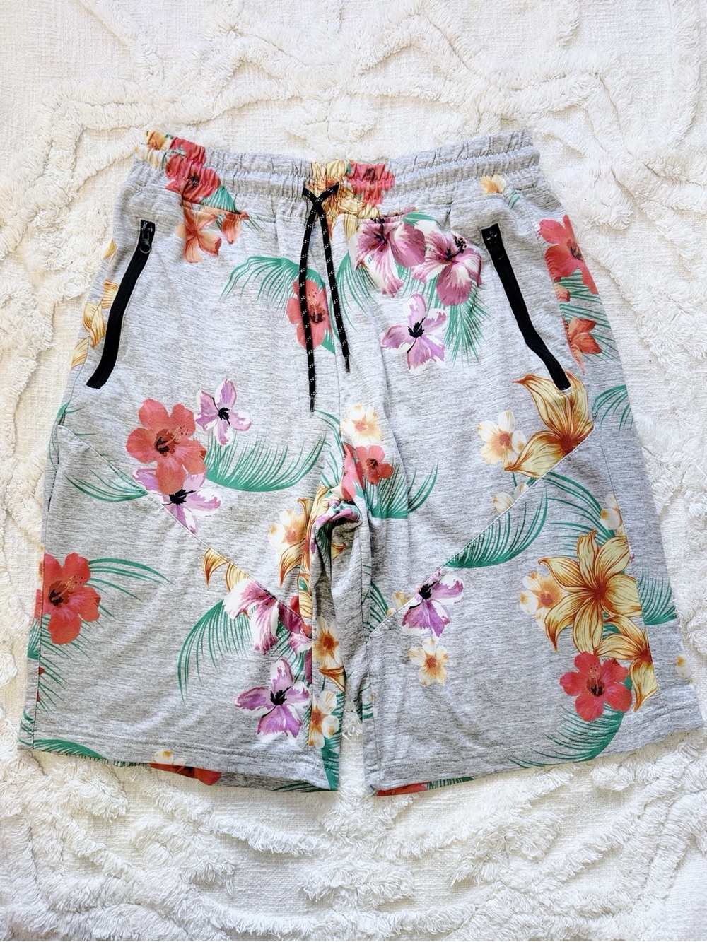 Surplus Tropical Floral Swim Trunks Board Shorts Men’s Medium Gray Lined